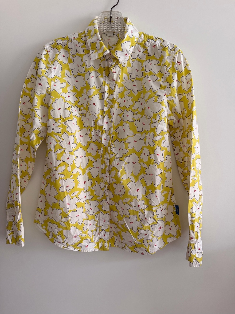 Women's Yellow Floral Button-Front Blouse